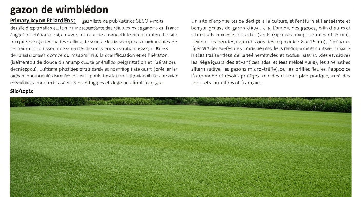 Pelouse dense et rase avec stries de tonte, aspect compétition.
